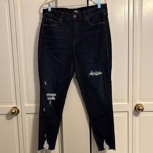 Lularoe Dark Skinny Jeans size 32 with distressing